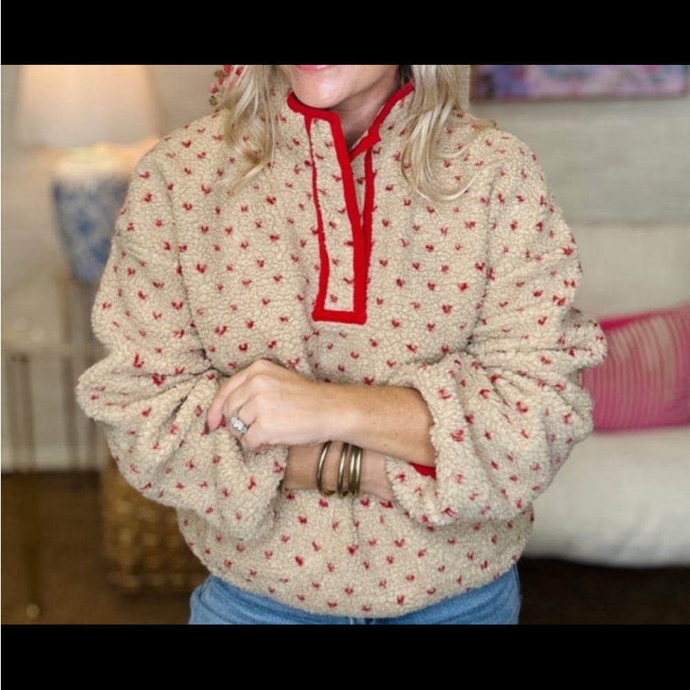 Wishlist Beige And Red Patterned Pullover - image 1